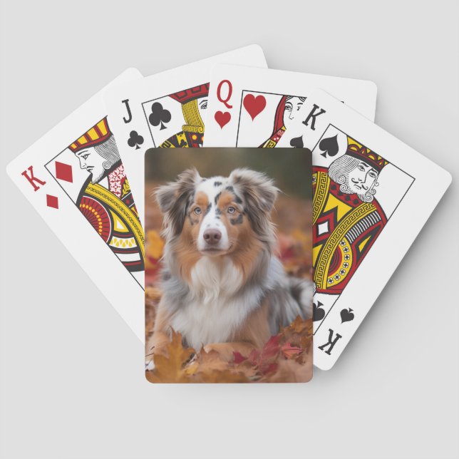 Australischer Schäferhund im Herbstfall Inspiriert Spielkarten (Rückseite)
