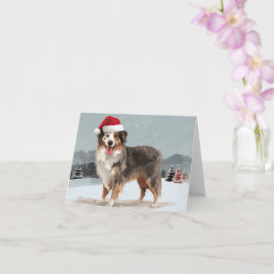 Australischer Schäferhund im Schnee Weihnachten Karte