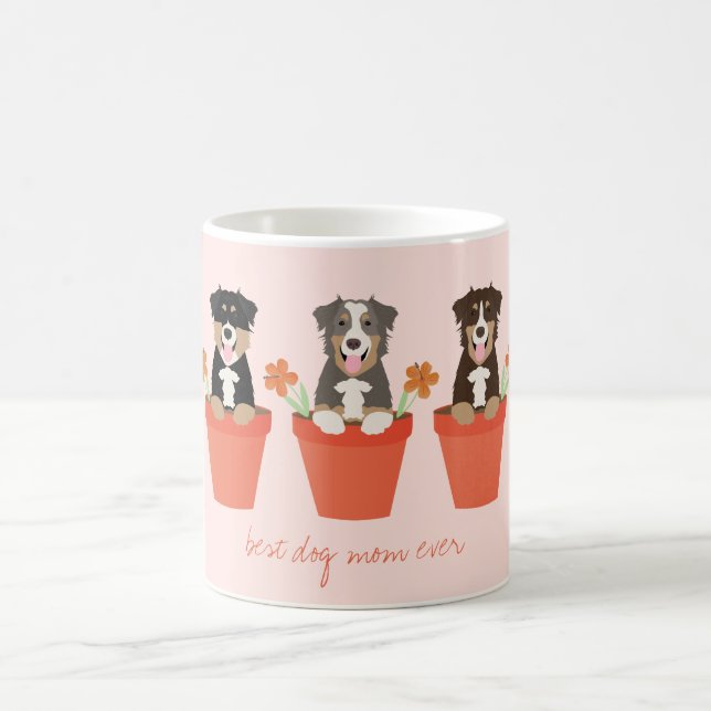 Australischer Schäferhund in Blume Pot Kaffeetasse (Mittel)