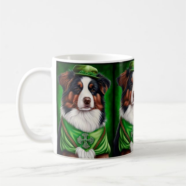 Australischer Schäferhund in St. Patrick's Day Dre Kaffeetasse (Links)
