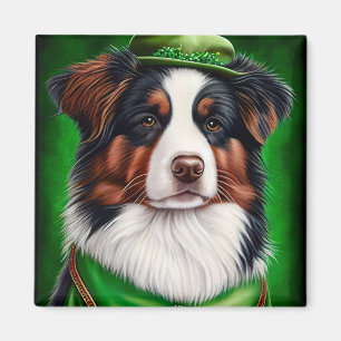 Australischer Schäferhund in St. Patrick's Day Dre Magnet