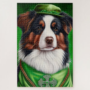 Australischer Schäferhund in St. Patrick's Day Dre Puzzle