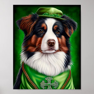 Australischer Schäferhund in St. Patrick's Day Kle Poster