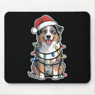 Australischer Schäferhund in Weihnachtsbeleuchtung Mousepad
