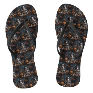Australischer Schäferhund Kürbisse Halloween Gruse Flip Flops