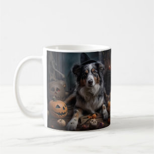 Australischer Schäferhund Kürbisse Halloween Gruse Kaffeetasse
