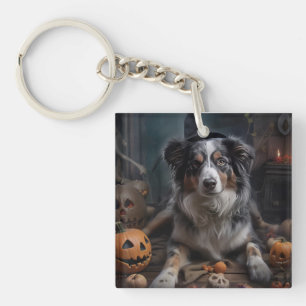 Australischer Schäferhund Kürbisse Halloween Gruse Schlüsselanhänger