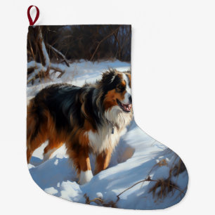 Australischer Schäferhund Lass es schneien Weihnac Großer Weihnachtsstrumpf