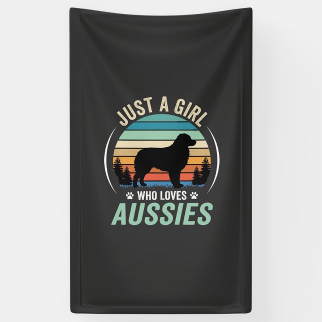 Australischer Schäferhund Liebhaber Retro Sonnenun Banner (Vertikal)