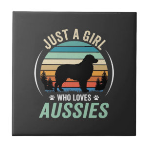 Australischer Schäferhund Liebhaber Retro Sonnenun Fliese