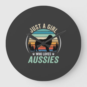 Australischer Schäferhund Liebhaber Retro Sonnenun Große Wanduhr