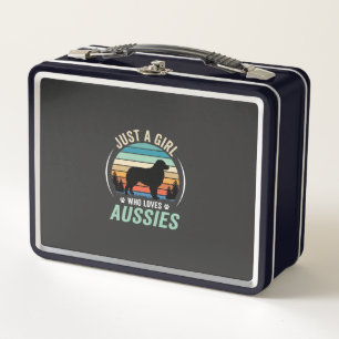 Australischer Schäferhund Liebhaber Retro Sonnenun Metall Brotdose