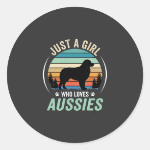Australischer Schäferhund Liebhaber Retro Sonnenun Runder Aufkleber