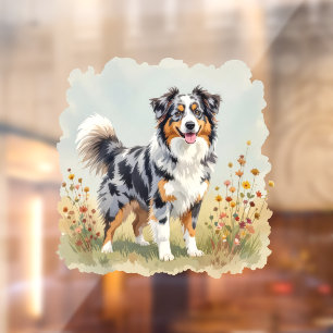 Australischer Schäferhund Merle Langschwanz Fensteraufkleber
