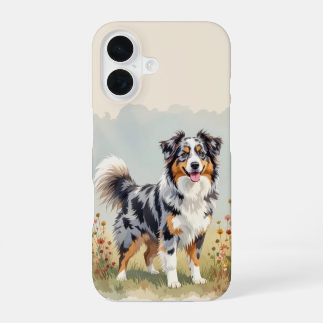 Australischer Schäferhund Merle Langschwanz iPhone 16 Hülle (Rückseite)