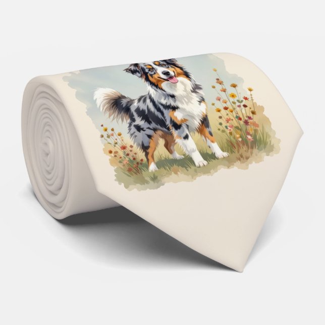 Australischer Schäferhund Merle Langschwanz Krawatte (Gerollt)