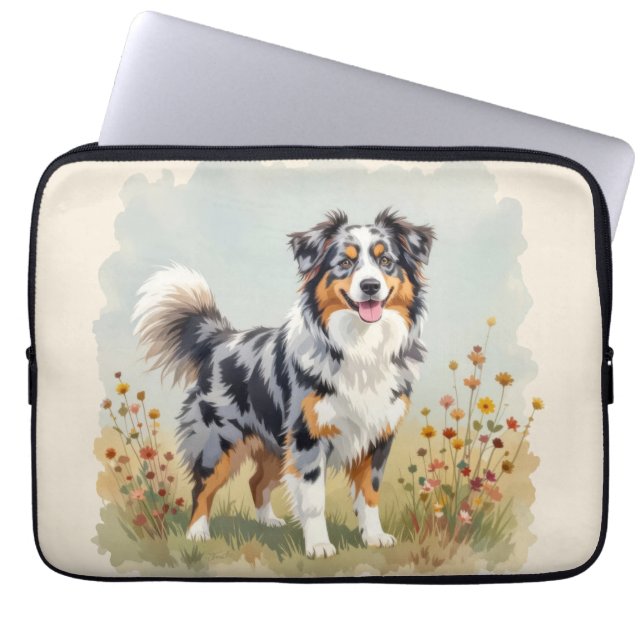 Australischer Schäferhund Merle Langschwanz Laptopschutzhülle (Vorderseite)