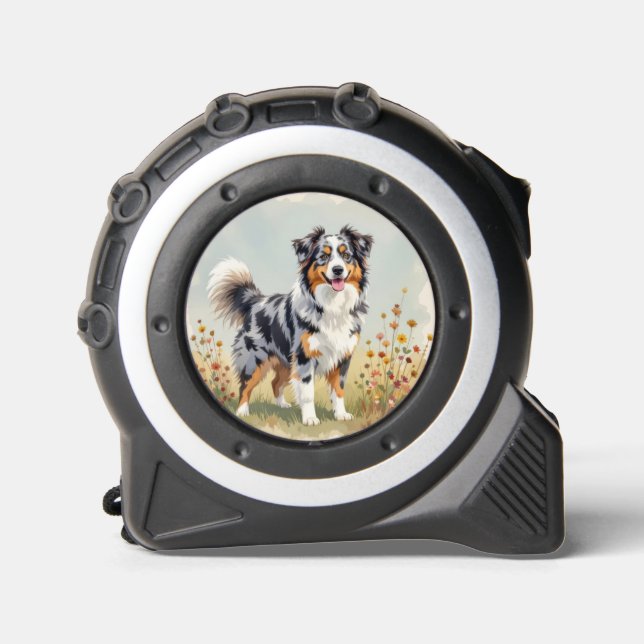 Australischer Schäferhund Merle Langschwanz Maßband (Vorderseite)
