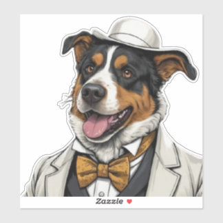 Australischer Schäferhund mit Anzug Aufkleber