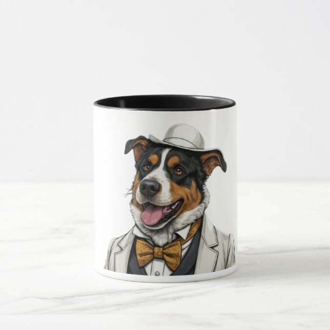 Australischer Schäferhund mit Anzug Tasse (Zentrum)
