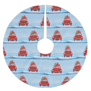 Australischer Schäferhund mit dem Weihnachtsmann Polyester Weihnachtsbaumdecke