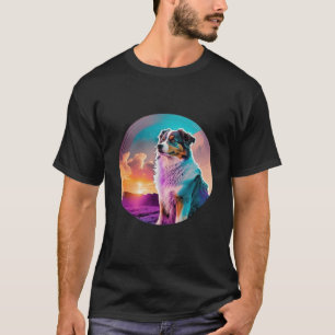 Australischer Schäferhund mit einer Vintagen 80er- T-Shirt
