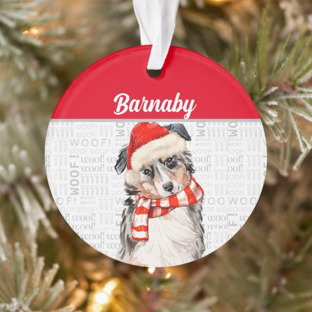 Australischer Schäferhund mit Name und Foto Ornament (Baum)