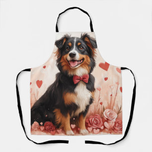 Australischer Schäferhund mit Rosen - Valentinstag Schürze