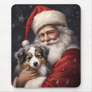 Australischer Schäferhund mit Weihnachten des Weih Mousepad