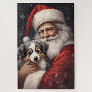 Australischer Schäferhund mit Weihnachten des Weih Puzzle