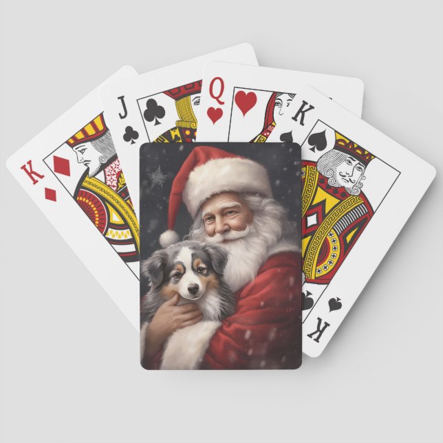 Australischer Schäferhund mit Weihnachten des Weih Spielkarten (Rückseite)