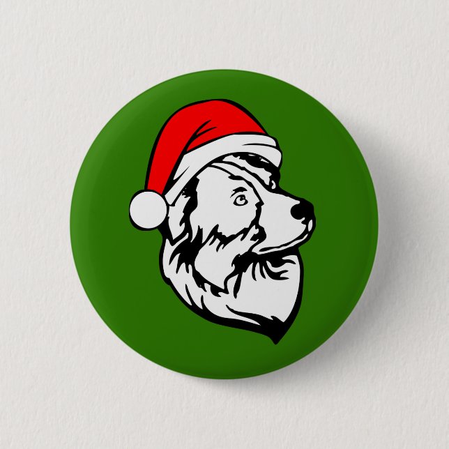 Australischer Schäferhund mit Weihnachts-Weihnacht Button (Vorderseite)