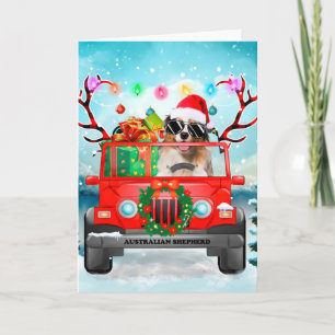 Australischer Schäferhund mit Weihnachtsgeschenken Karte