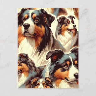 Australischer Schäferhund Nahtlose Malerei Postkarte