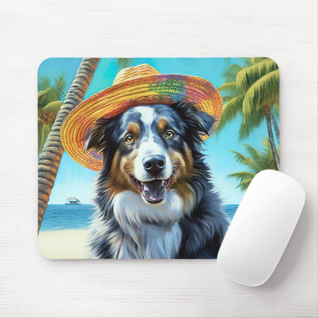 Australischer Schäferhund On Beach Liebhaber Somme Mousepad (Mit Mouse)