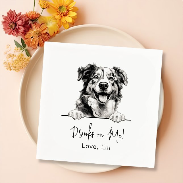 Australischer Schäferhund Personalisierte Getränke Serviette (Von Creator hochgeladen)