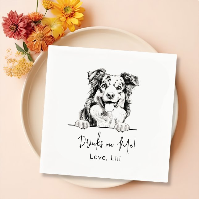 Australischer Schäferhund Personalisierte Getränke Serviette (Von Creator hochgeladen)