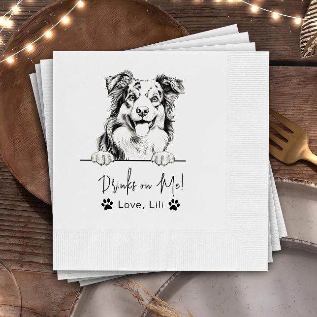 Australischer Schäferhund Personalisierte Getränke Serviette (Von Creator hochgeladen)