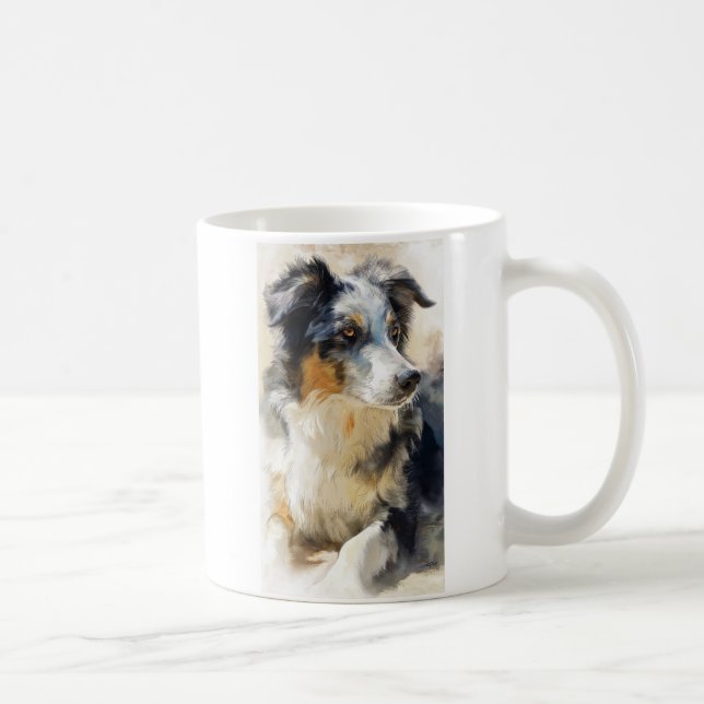 Australischer Schäferhund-Porträt Kaffeetasse (Rechts)