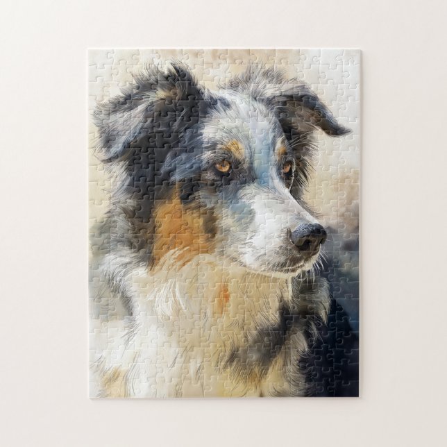 Australischer Schäferhund-Porträt Puzzle (Vertikal)
