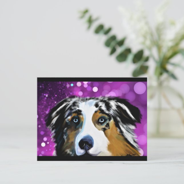 AUSTRALISCHER SCHÄFERHUND  POSTKARTE (Stehend Vorderseite)