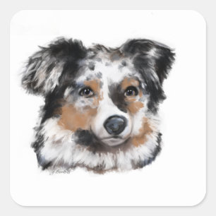 Australischer Schäferhund Quadratischer Aufkleber