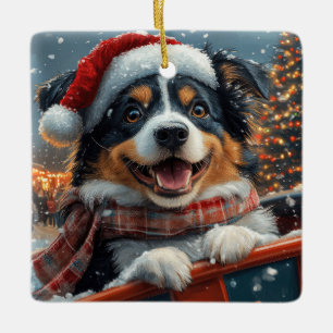 Australischer Schäferhund Roller Coaster Weihnacht Keramikornament