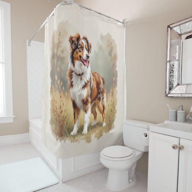 Australischer Schäferhund Rot Merle Aussie Duschvorhang (Beispiel)