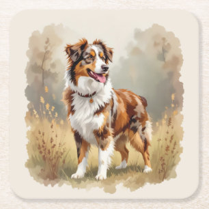 Australischer Schäferhund Rot Merle Aussie Rechteckiger Pappuntersetzer