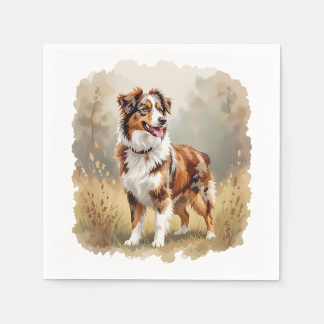 Australischer Schäferhund Rot Merle Aussie Serviette (Vorderseite)
