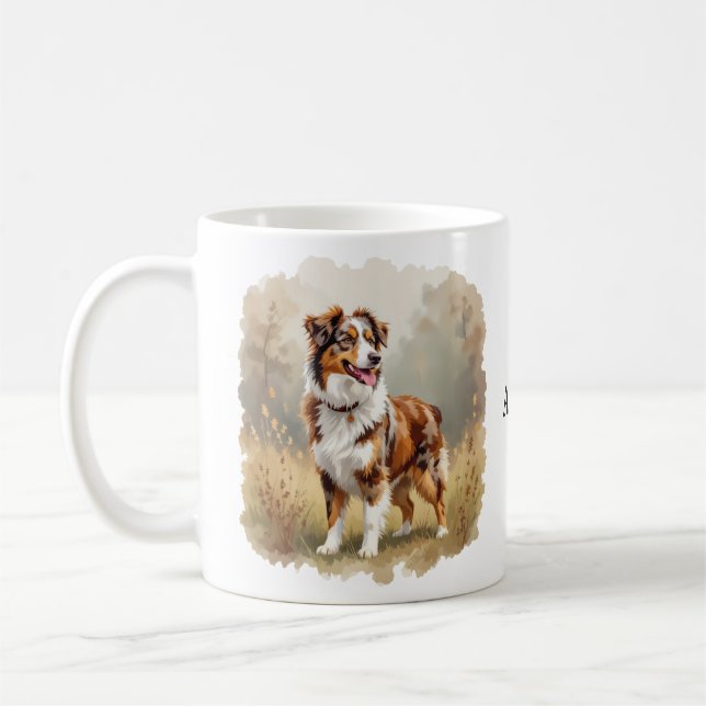 Australischer Schäferhund Roter Merle Aussie Kaffeetasse (Links)