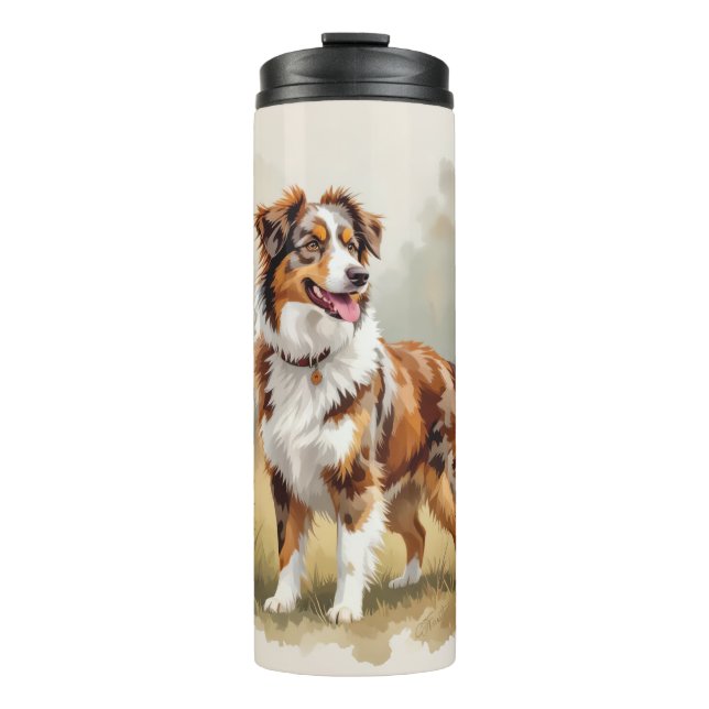 Australischer Schäferhund Roter Merle Aussie Thermosbecher (Vorderseite)