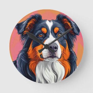 Australischer Schäferhund Runde Wanduhr