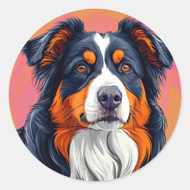 Australischer Schäferhund Runder Aufkleber (Vorderseite)